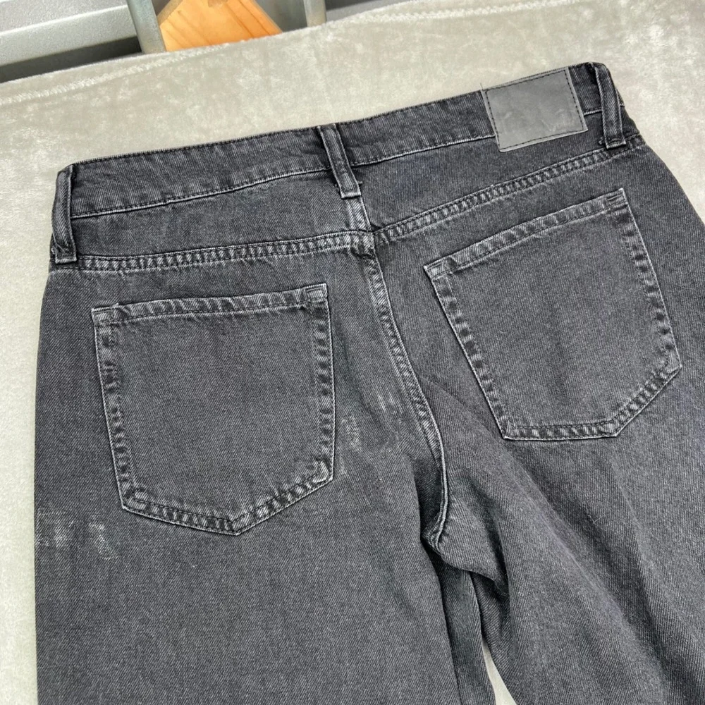 Aeropostale Low Rise Baggy Jeans Women 6R Black Distressed Ripped Denim Wide Leg